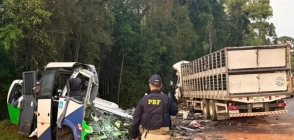 Acidente entre micro-ônibus e carreta deixa 23 mortos no Paraná