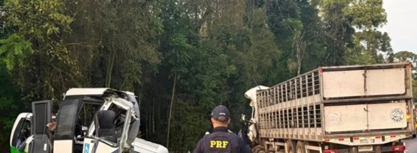 Acidente entre micro-ônibus e carreta deixa 23 mortos no Paraná